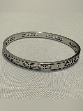 Coach NWOT Logo Y2K Vintage Silver Cutout Link Bangle Bracelet With bling